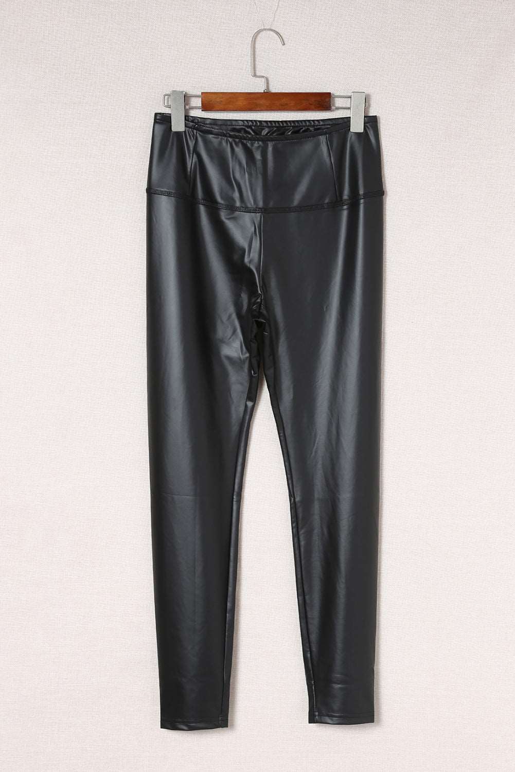 Black Faux Leather Casual High Waisted Leggings - Bellisima Clothing Collective