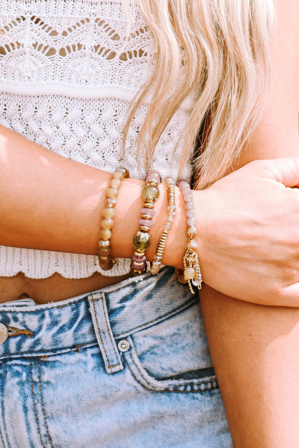 Brown Bohemian Crystal Pendant Tassel Bracelet - Bellisima Clothing Collective