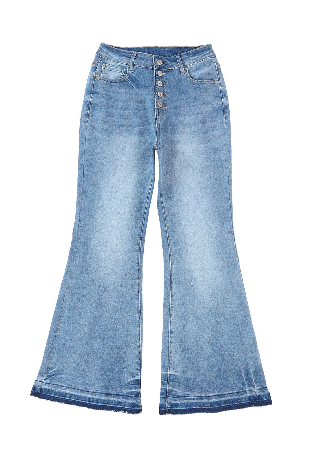 Blue Light Wash High Waisted Bell Bottom Jeans - Bellisima Clothing Collective