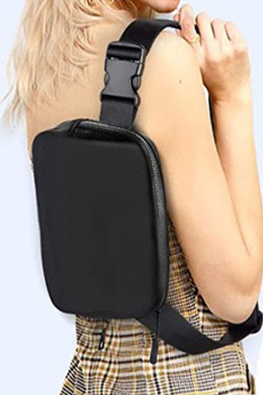 Black Waterproof Zipped Fanny Pack Crossbody Sling Bag - Bellisima Clothing Collective