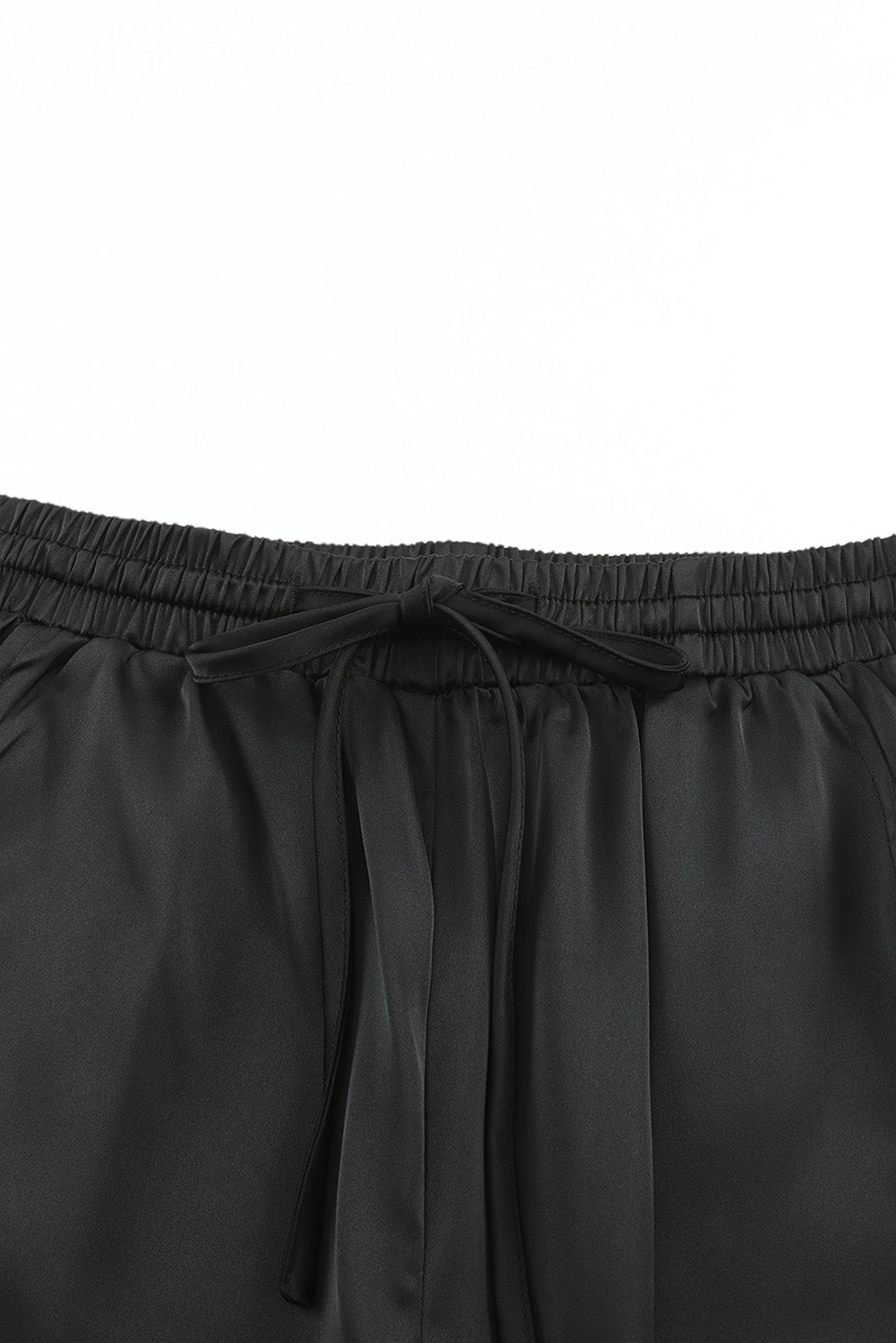 Black Satin Elastic Waist Pants - Bellisima Clothing Collective