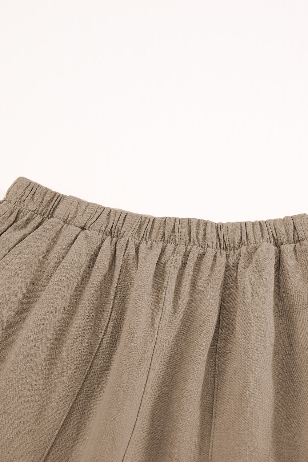 Khaki Casual Pocketed Ruffle High Waist Shorts - Bellisima Clothing Collective