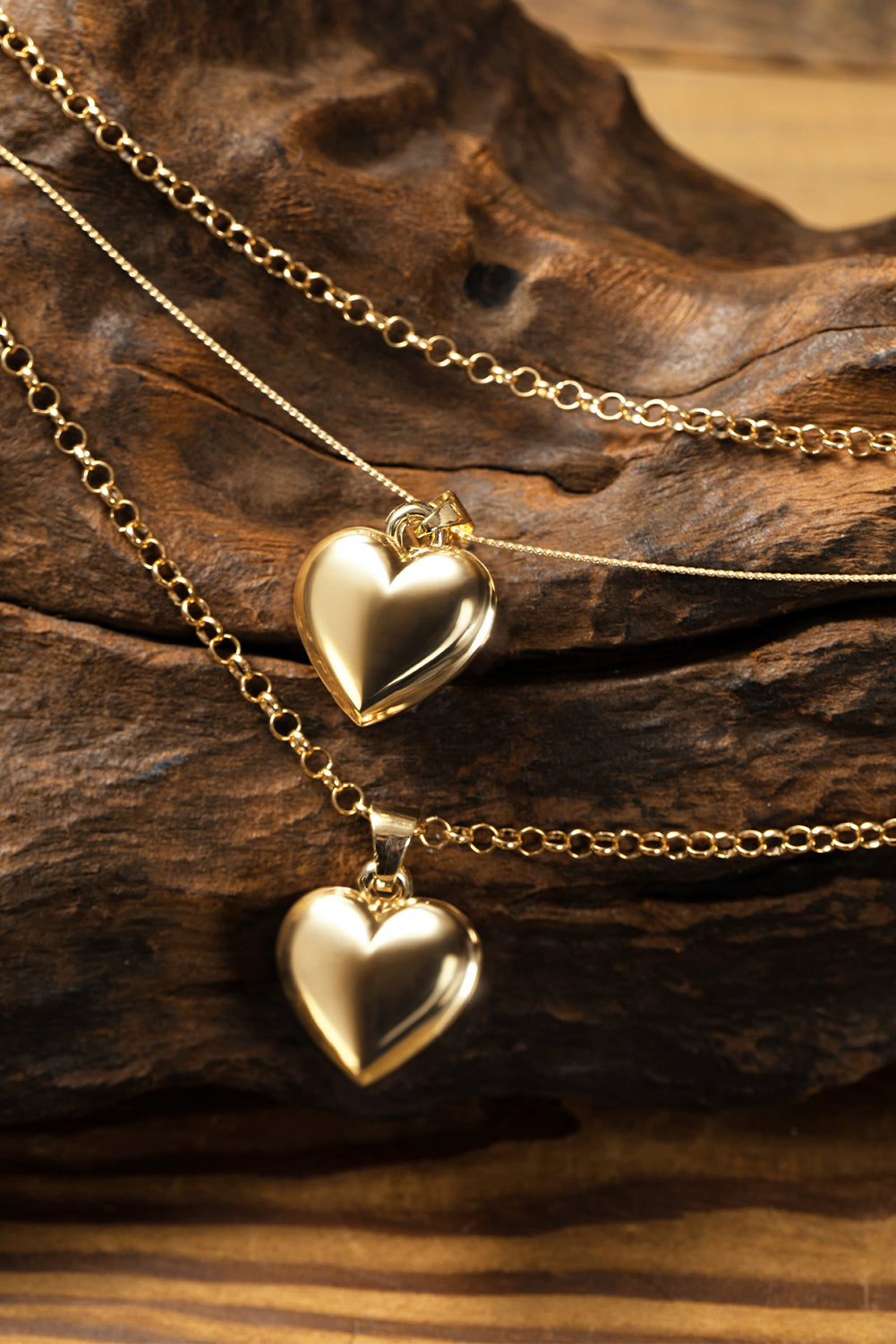 Gold Valentine Multi Layer Heart Shape Pendant Necklace - Bellisima Clothing Collective