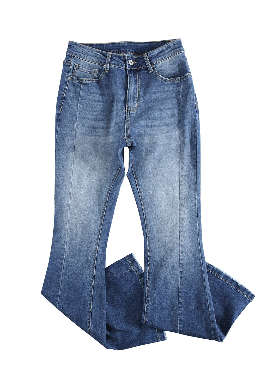 Blue Casual Pockets Chic High Waist Flare Jeans - Bellisima Clothing Collective