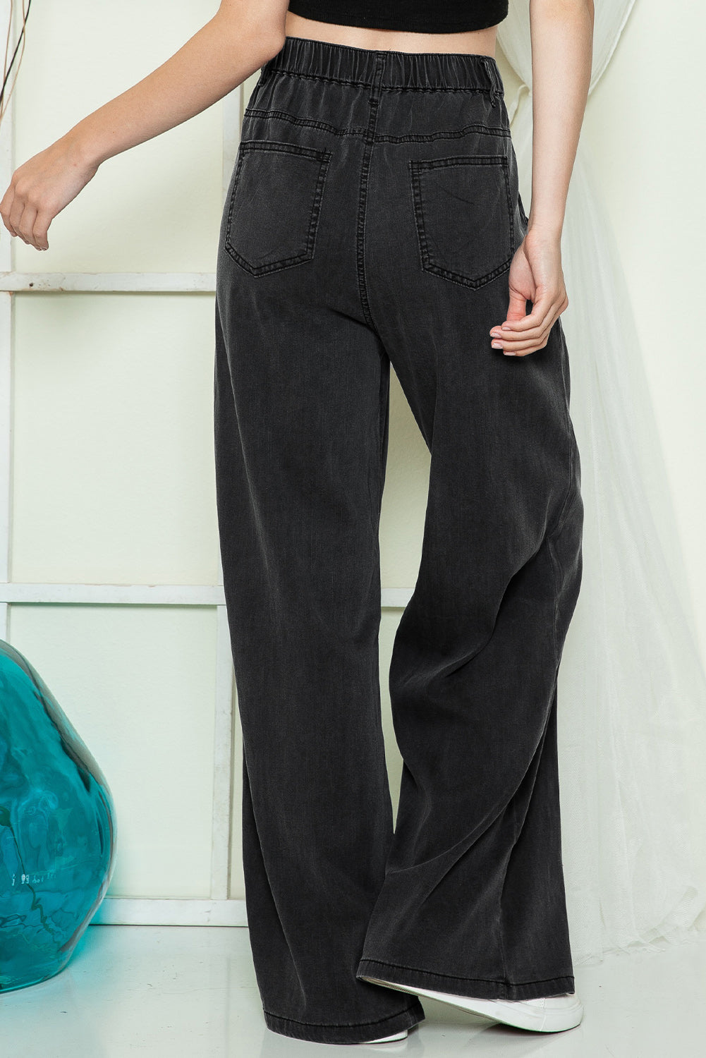 Wide Leg Soft Denim Flared Pants - Bellisima Clothing Collective