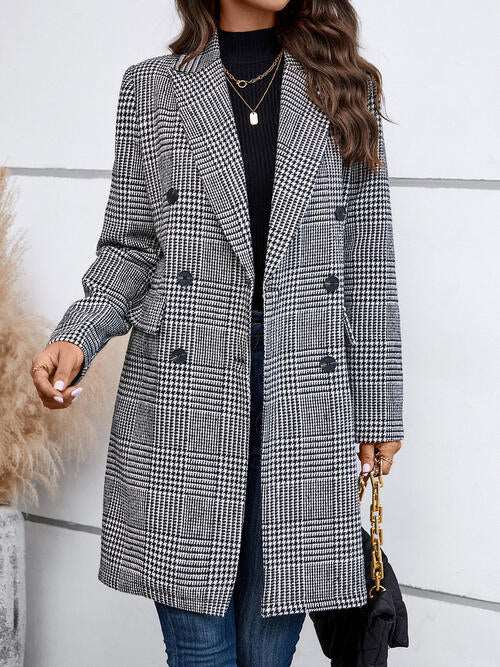 Houndstooth Buttoned Coat - Bellisima Clothing Collective