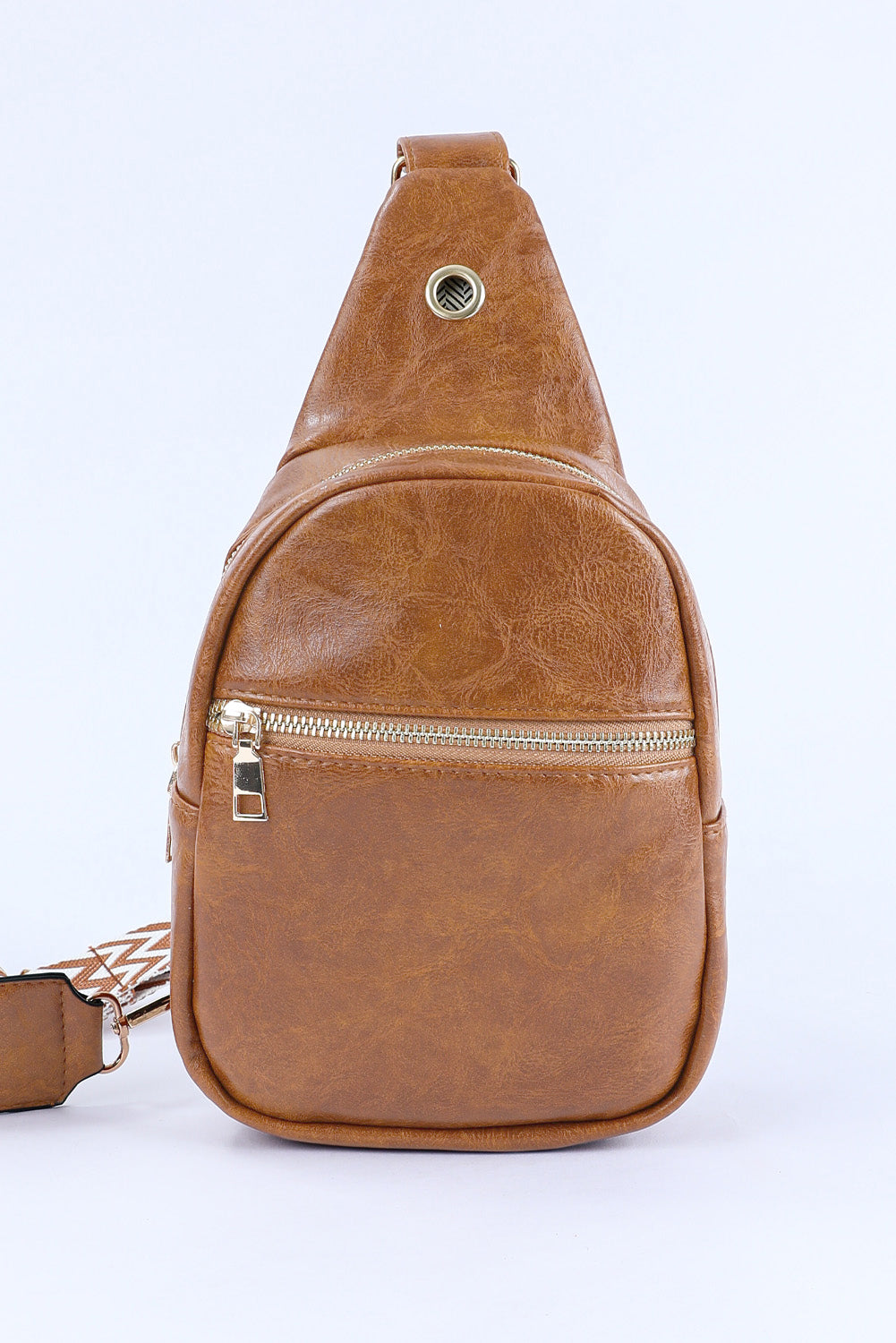 Brown Crossbody PU Leather Sling Bag - Bellisima Clothing Collective