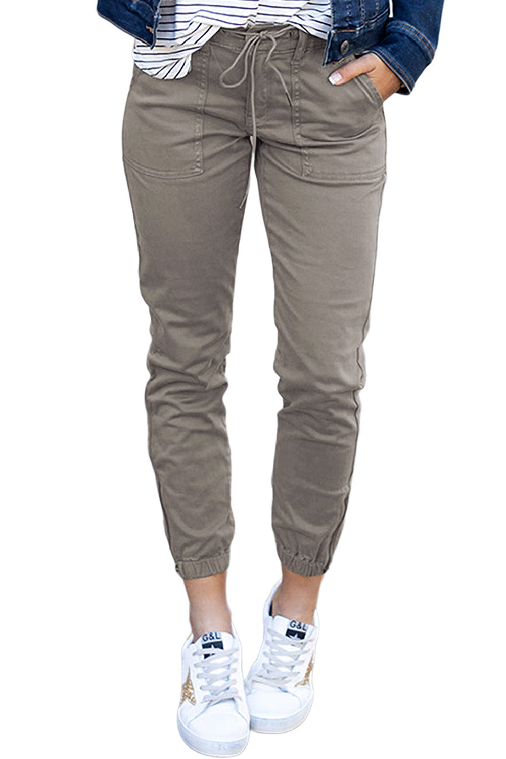 Green Slim Fit Pocketed Casual High Waisted Pants - Bellisima Clothing Collective