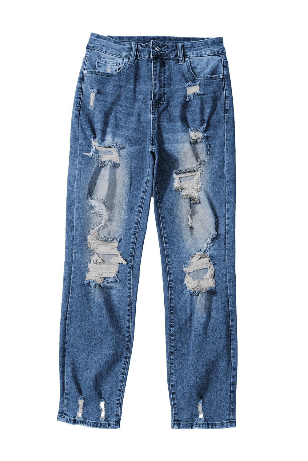 Blue Vintage Distressed Boyfriend Ripped Jeans - Bellisima Clothing Collective