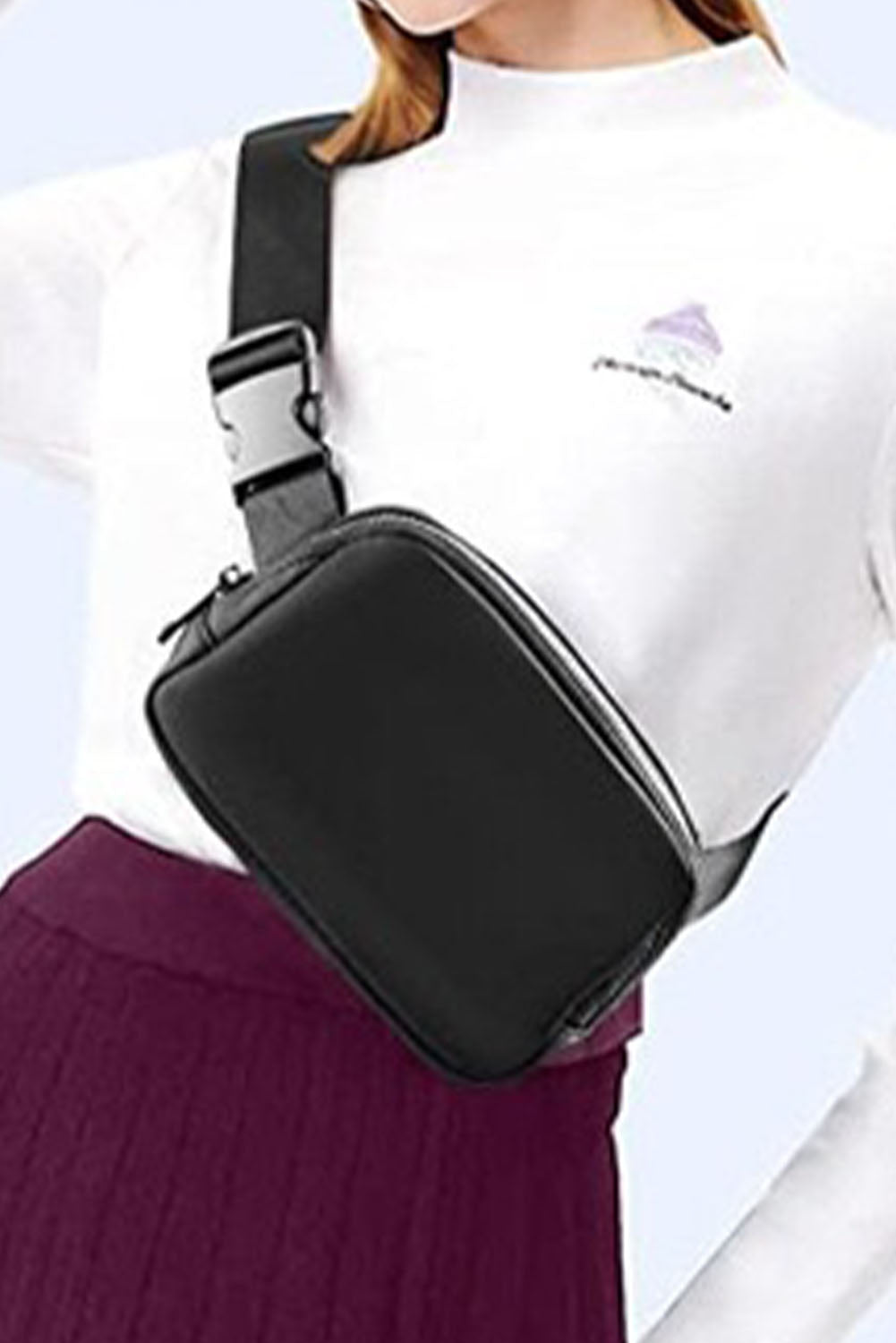 Black Waterproof Zipped Fanny Pack Crossbody Sling Bag - Bellisima Clothing Collective