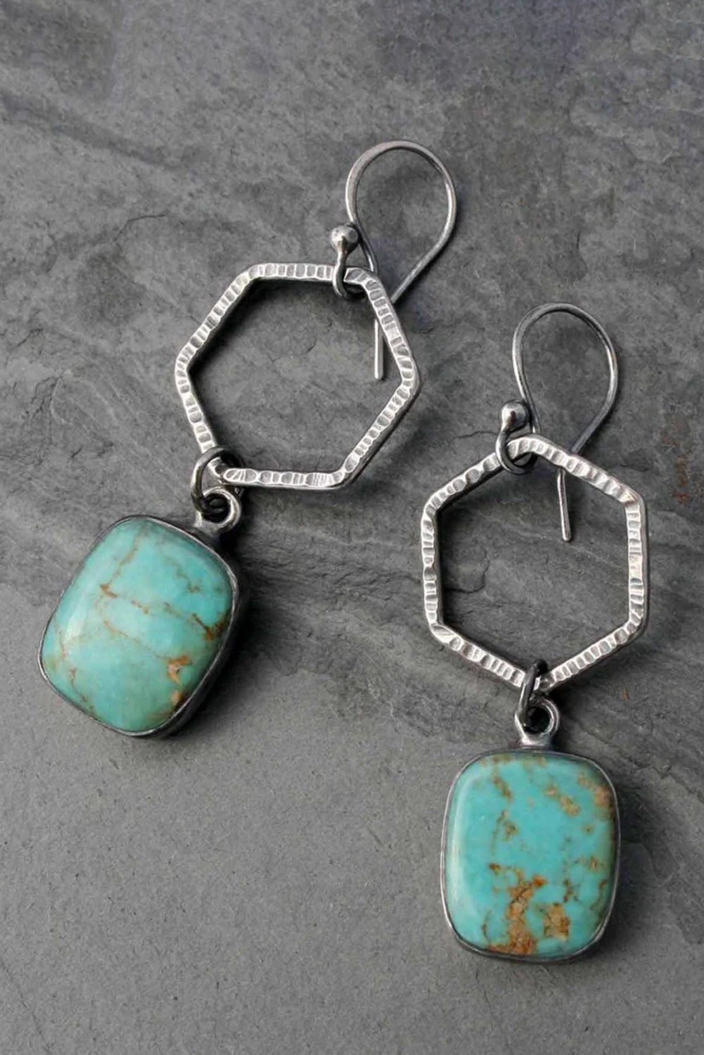 Green Vintage Turquoise Geometric Drop Earrings - Bellisima Clothing Collective