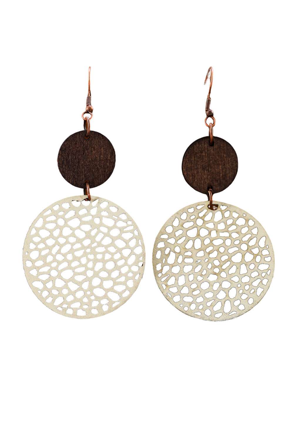 Black Hollow Out Bohemian Wooden Pendant Drop Earrings - Bellisima Clothing Collective