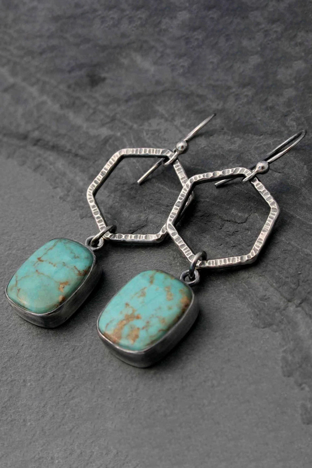 Green Vintage Turquoise Geometric Drop Earrings - Bellisima Clothing Collective