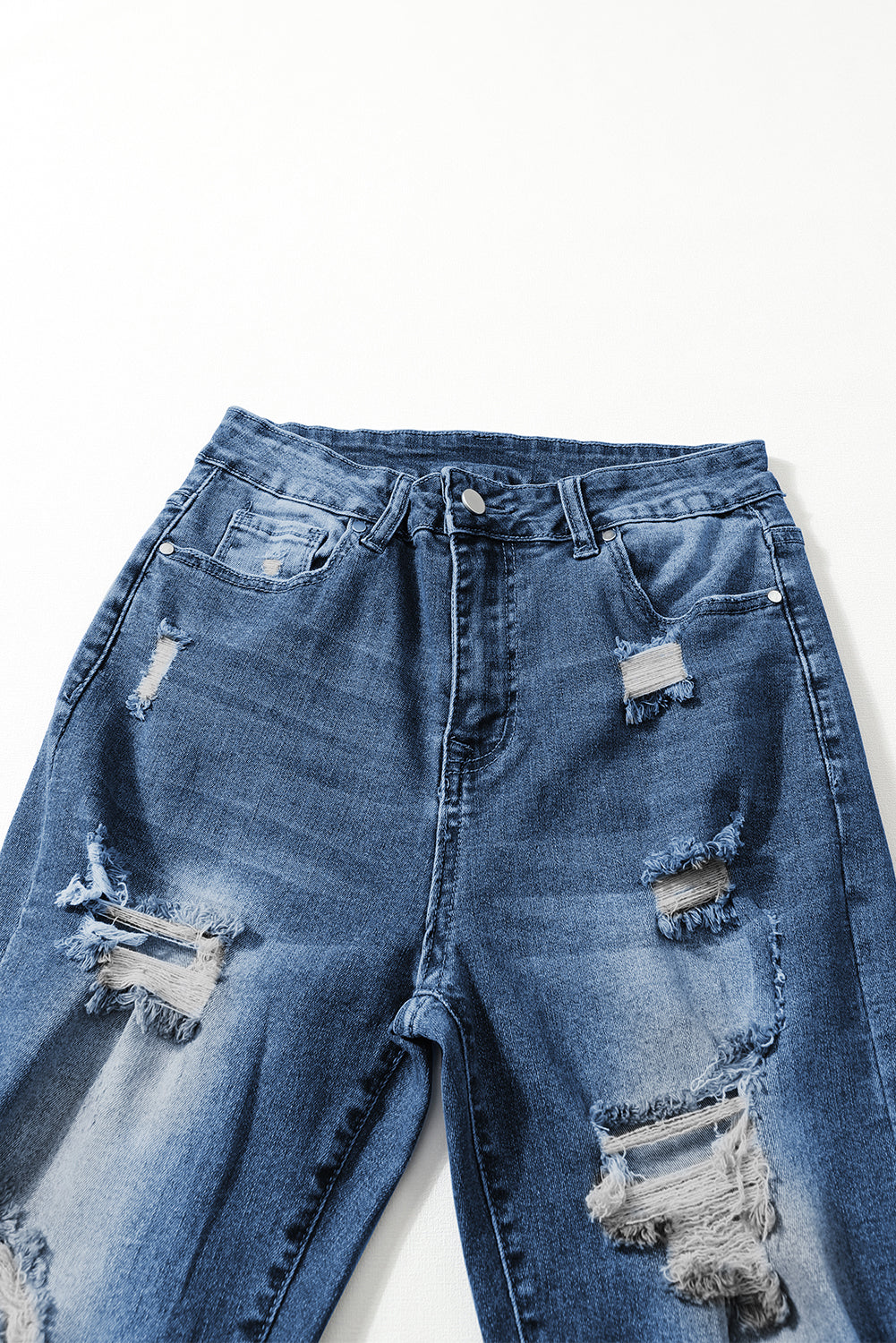 Blue Vintage Distressed Boyfriend Ripped Jeans - Bellisima Clothing Collective