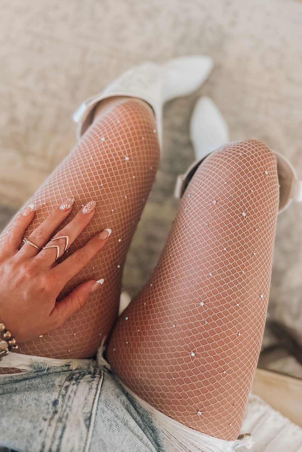 Black Sexy Rhinestone Fishnet Pantyhose - Bellisima Clothing Collective