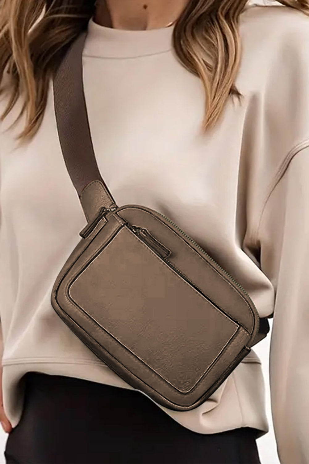 Desert Palm Minimalist Multi-zipped Crossbody Bag - Bellisima Clothing Collective