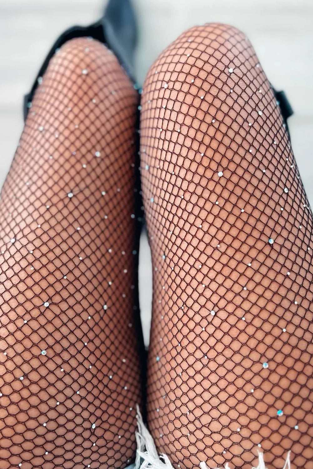 Black Sexy Rhinestone Fishnet Pantyhose - Bellisima Clothing Collective