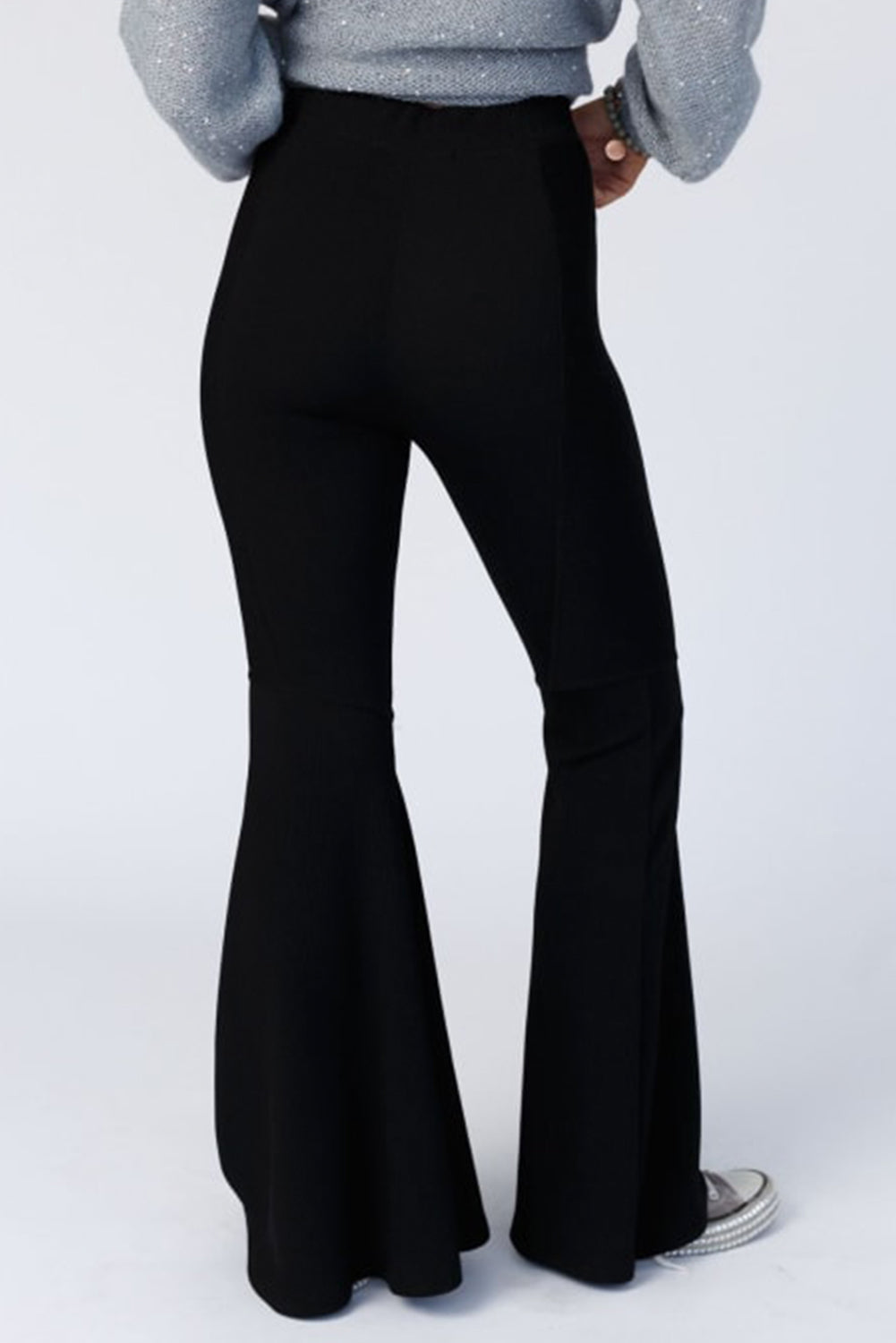 Black High Waist Ribbed Flare Leg Pants - Bellisima Clothing Collective