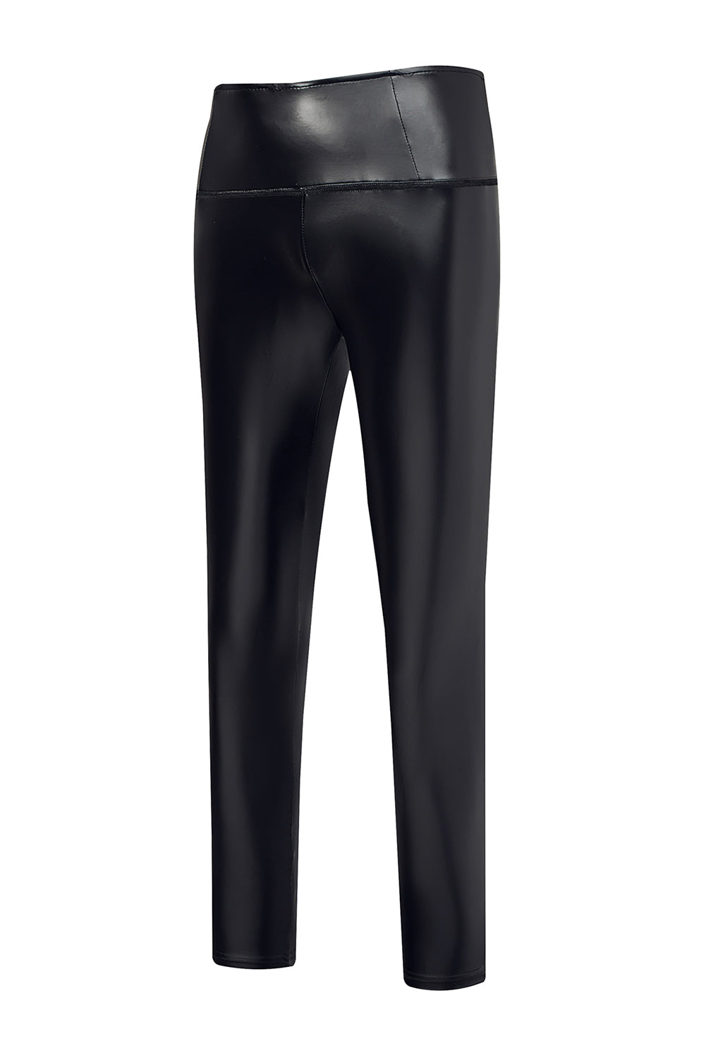 Black Faux Leather Casual High Waisted Leggings - Bellisima Clothing Collective