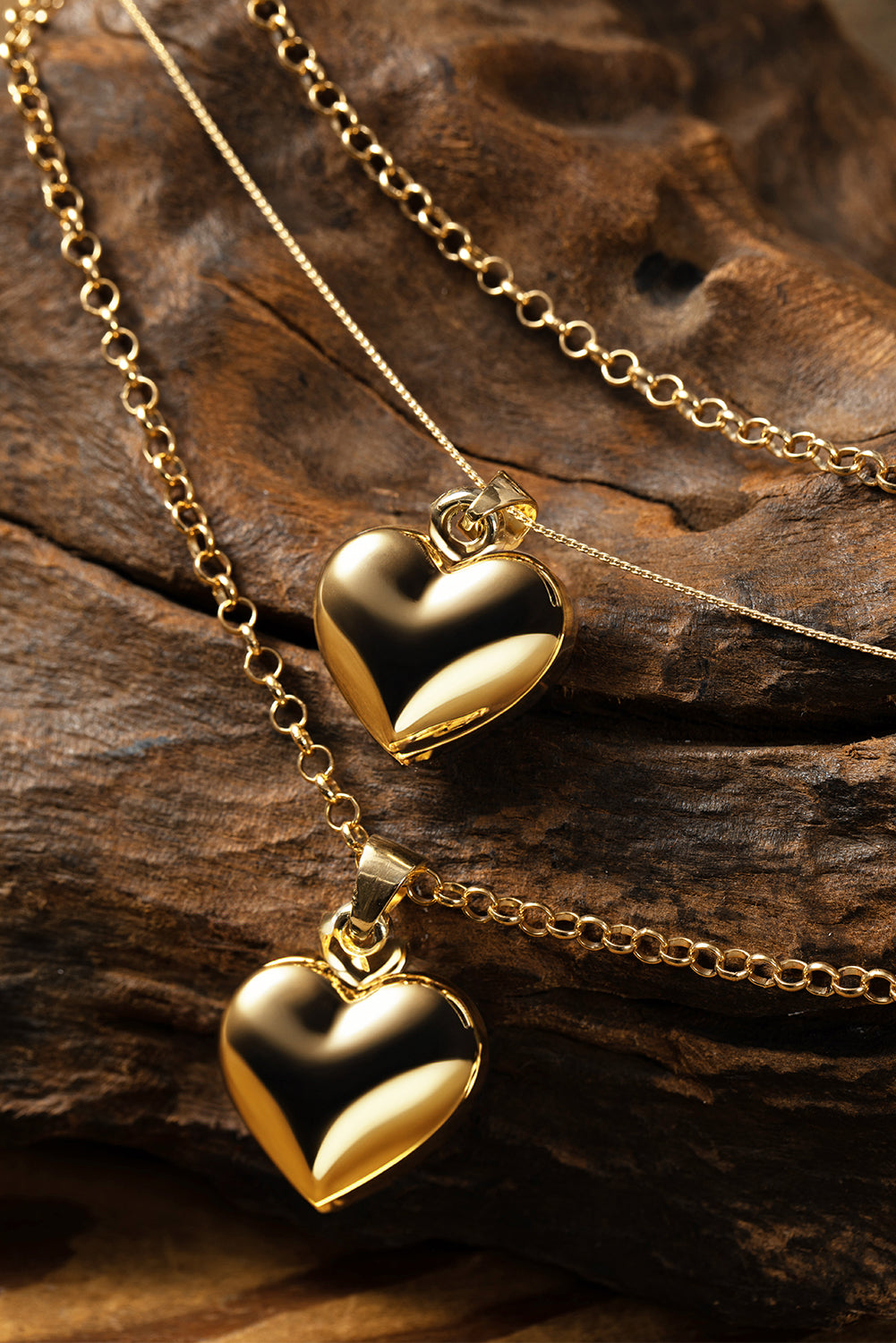 Gold Valentine Multi Layer Heart Shape Pendant Necklace - Bellisima Clothing Collective