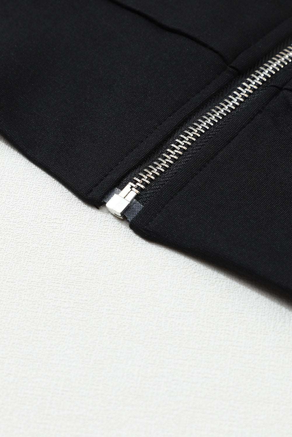 Black Lattice Mesh Sleeve Zipper Bomber Jacket - Bellisima Clothing Collective