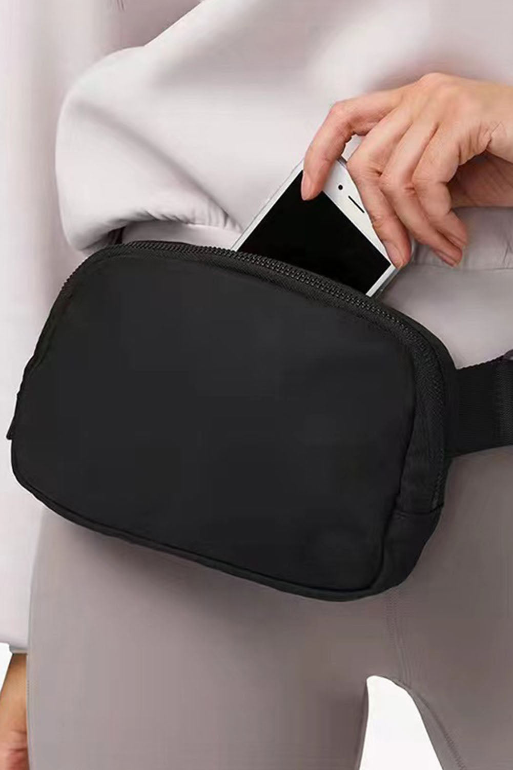 Black Waterproof Zipped Fanny Pack Crossbody Sling Bag - Bellisima Clothing Collective