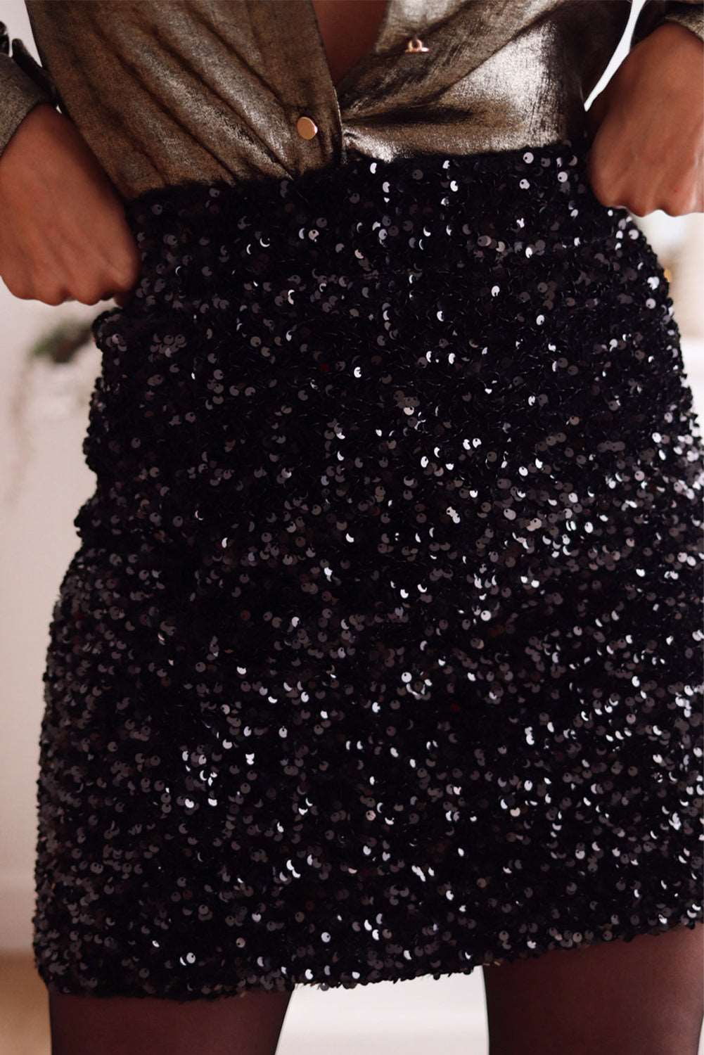 Black Party Sequin Bodycon Mini Skirt - Bellisima Clothing Collective