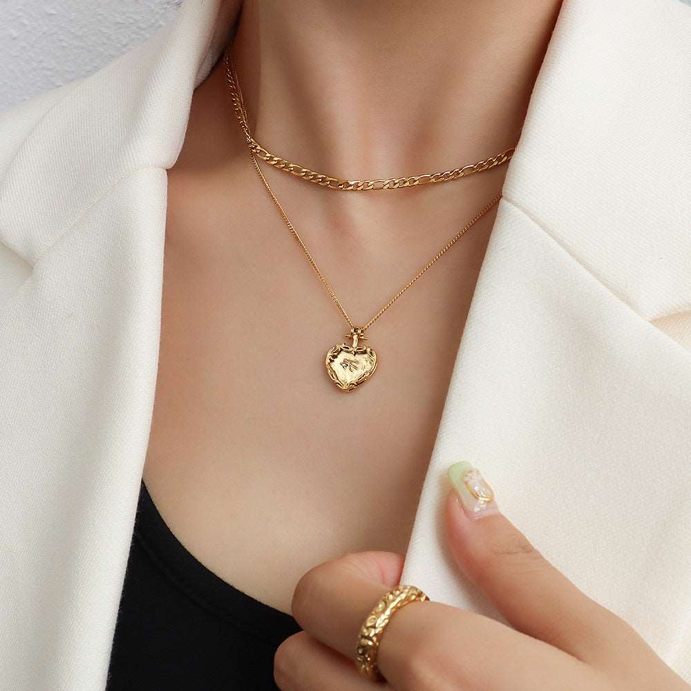 Heart Shape Double-Layered Necklace - Bellisima Clothing Collective