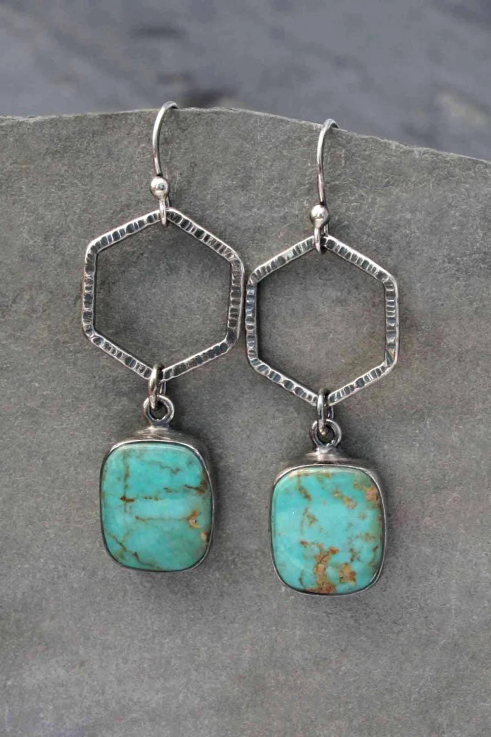 Green Vintage Turquoise Geometric Drop Earrings - Bellisima Clothing Collective