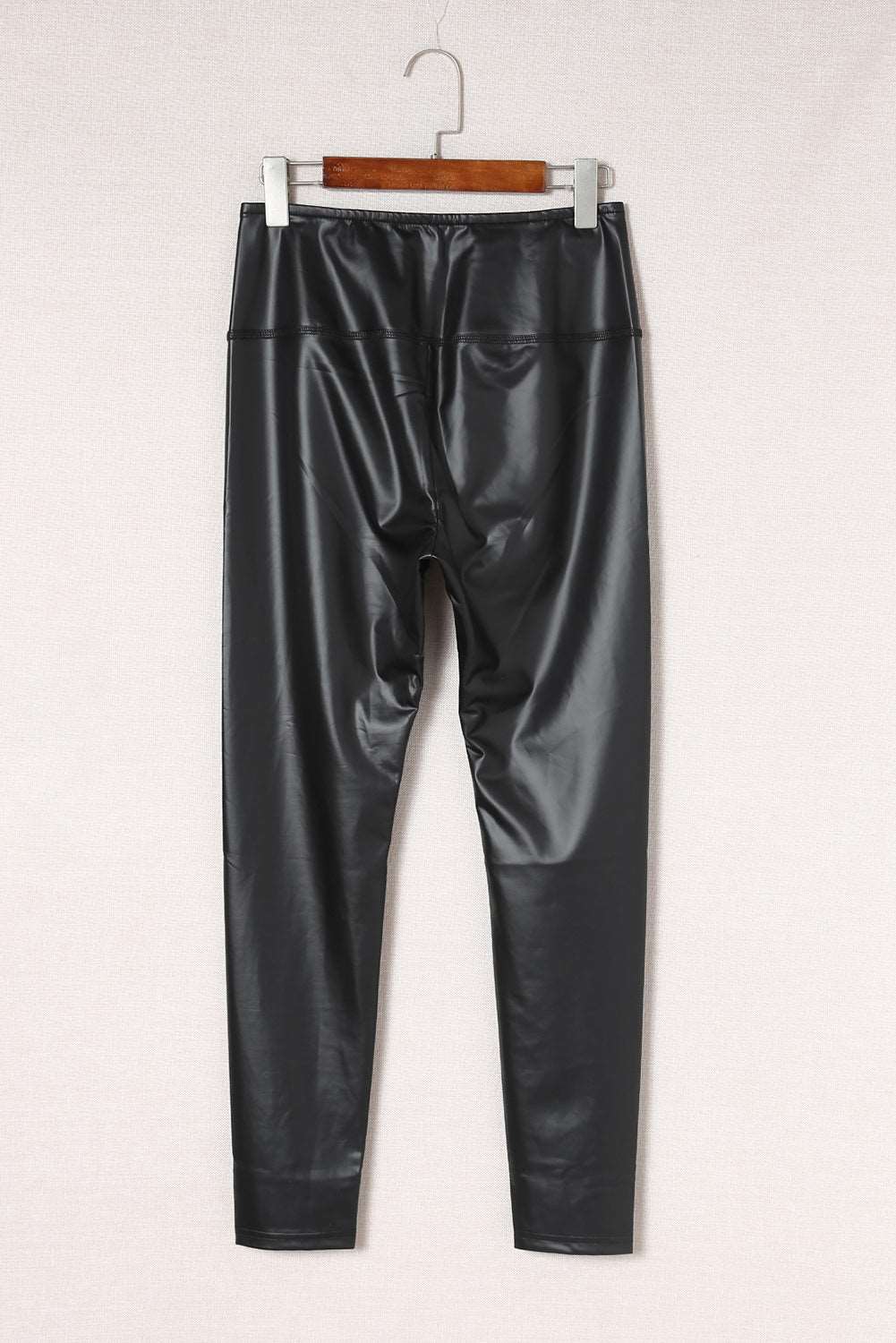 Black Faux Leather Casual High Waisted Leggings - Bellisima Clothing Collective