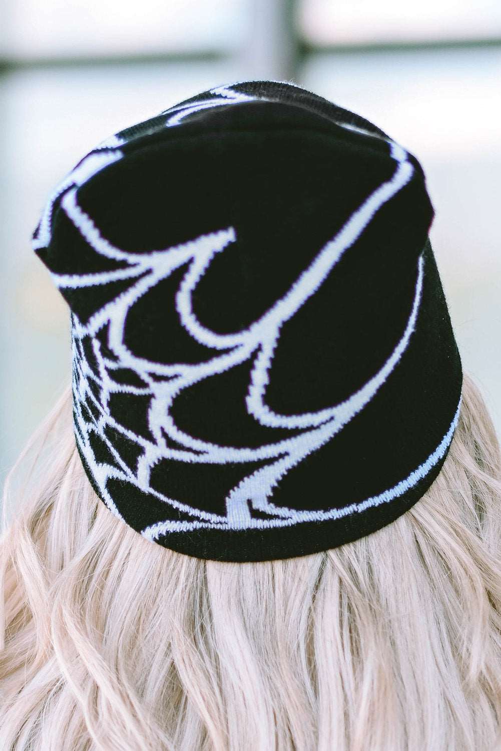 Black Spider Web Pattern Woolen Hat - Bellisima Clothing Collective