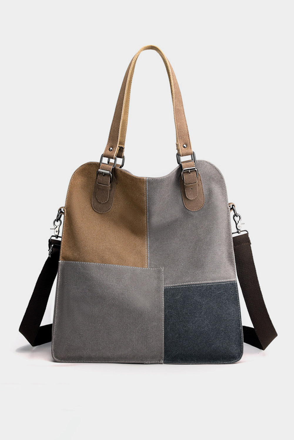 Multicolor Vintage Colorblock Large Capacity Tote Bag - Bellisima Clothing Collective