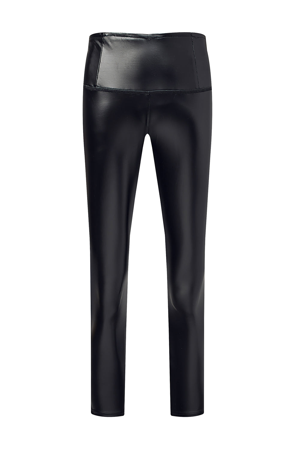 Black Faux Leather Casual High Waisted Leggings - Bellisima Clothing Collective