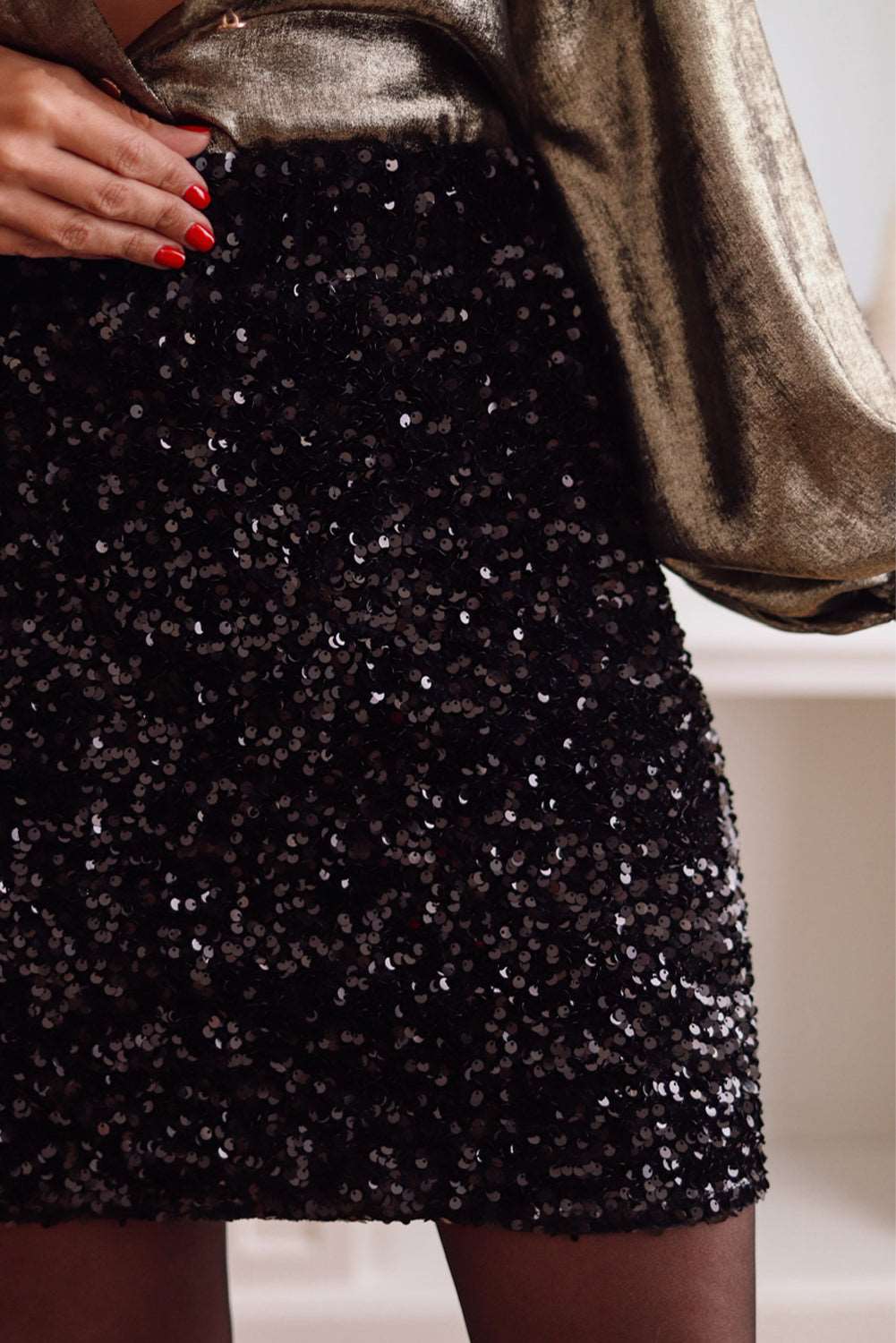 Black Party Sequin Bodycon Mini Skirt - Bellisima Clothing Collective