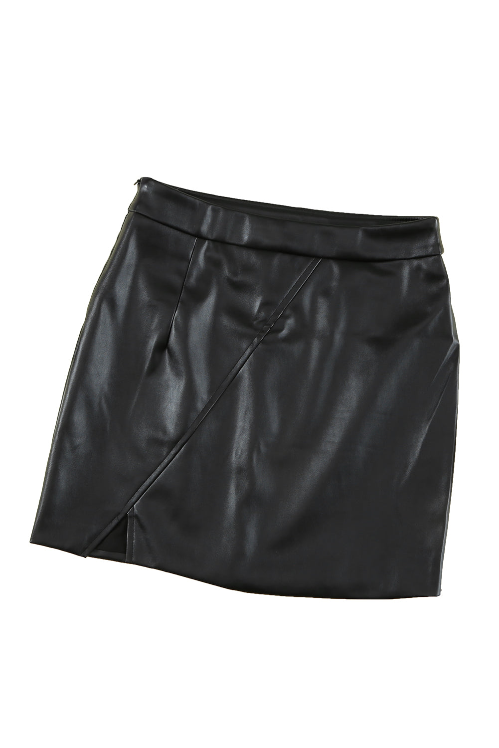 Black Back Zipper High Waisted Faux Leather Mini Skirt - Bellisima Clothing Collective