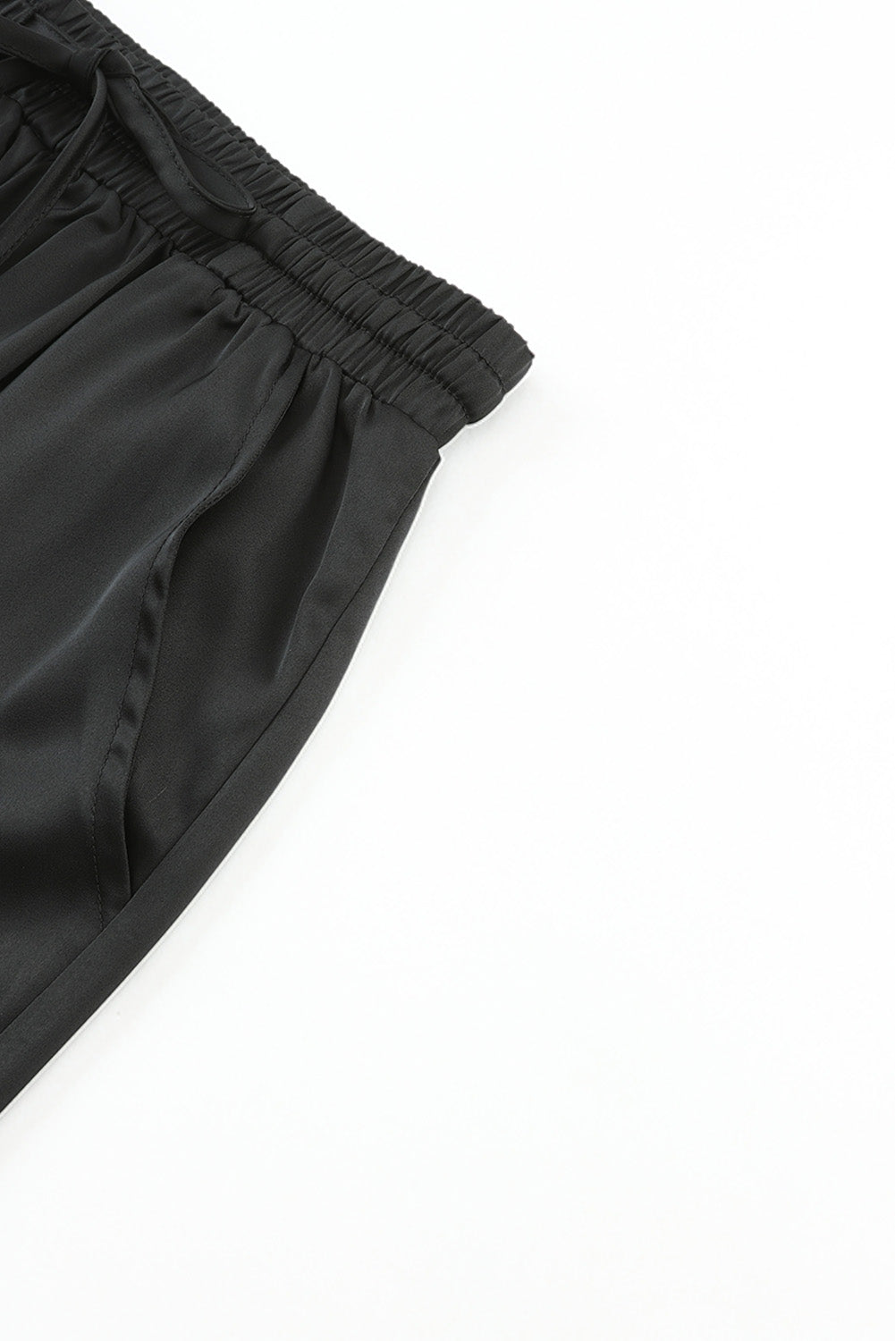 Black Satin Elastic Waist Pants - Bellisima Clothing Collective