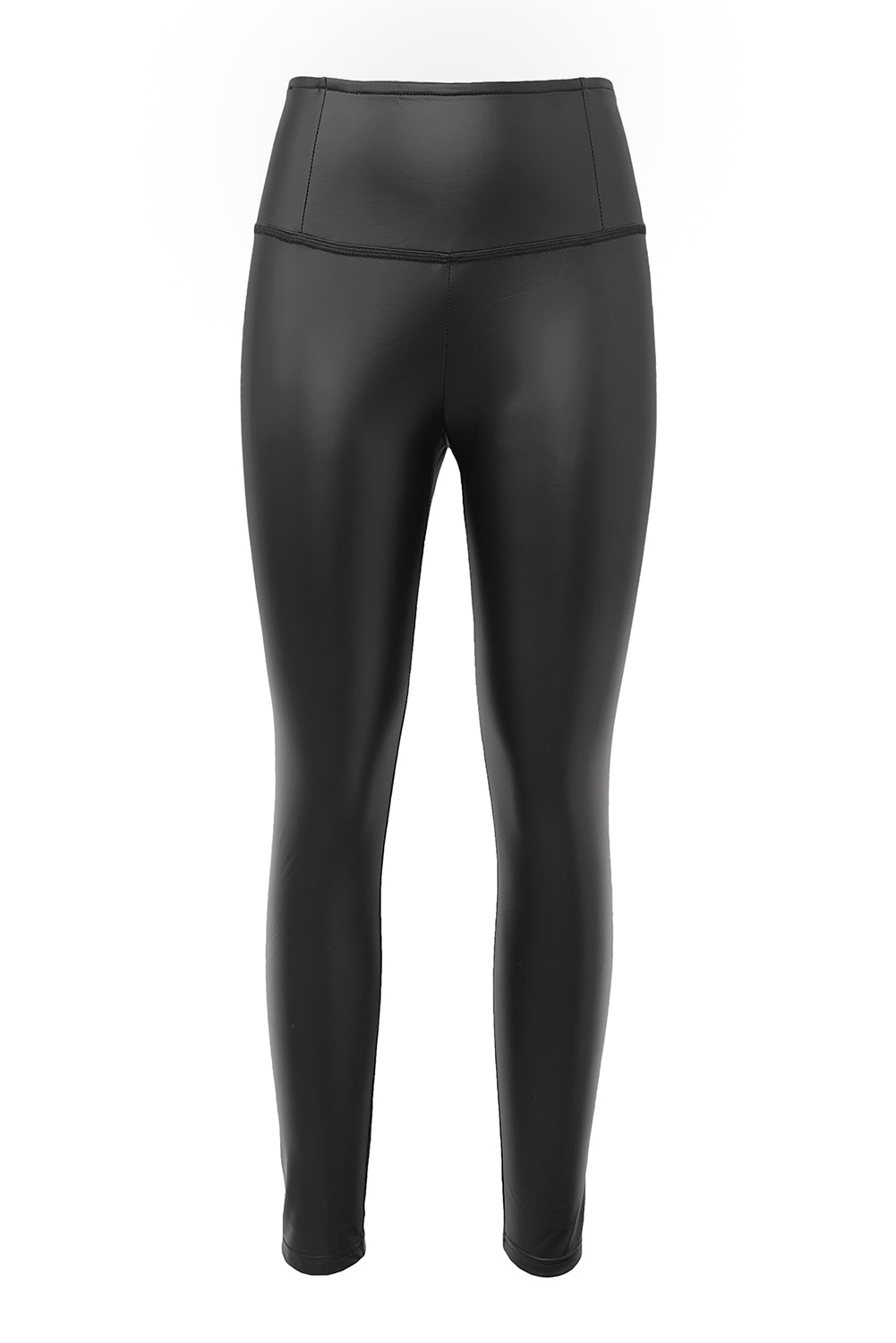 Black Faux Leather Casual High Waisted Leggings - Bellisima Clothing Collective