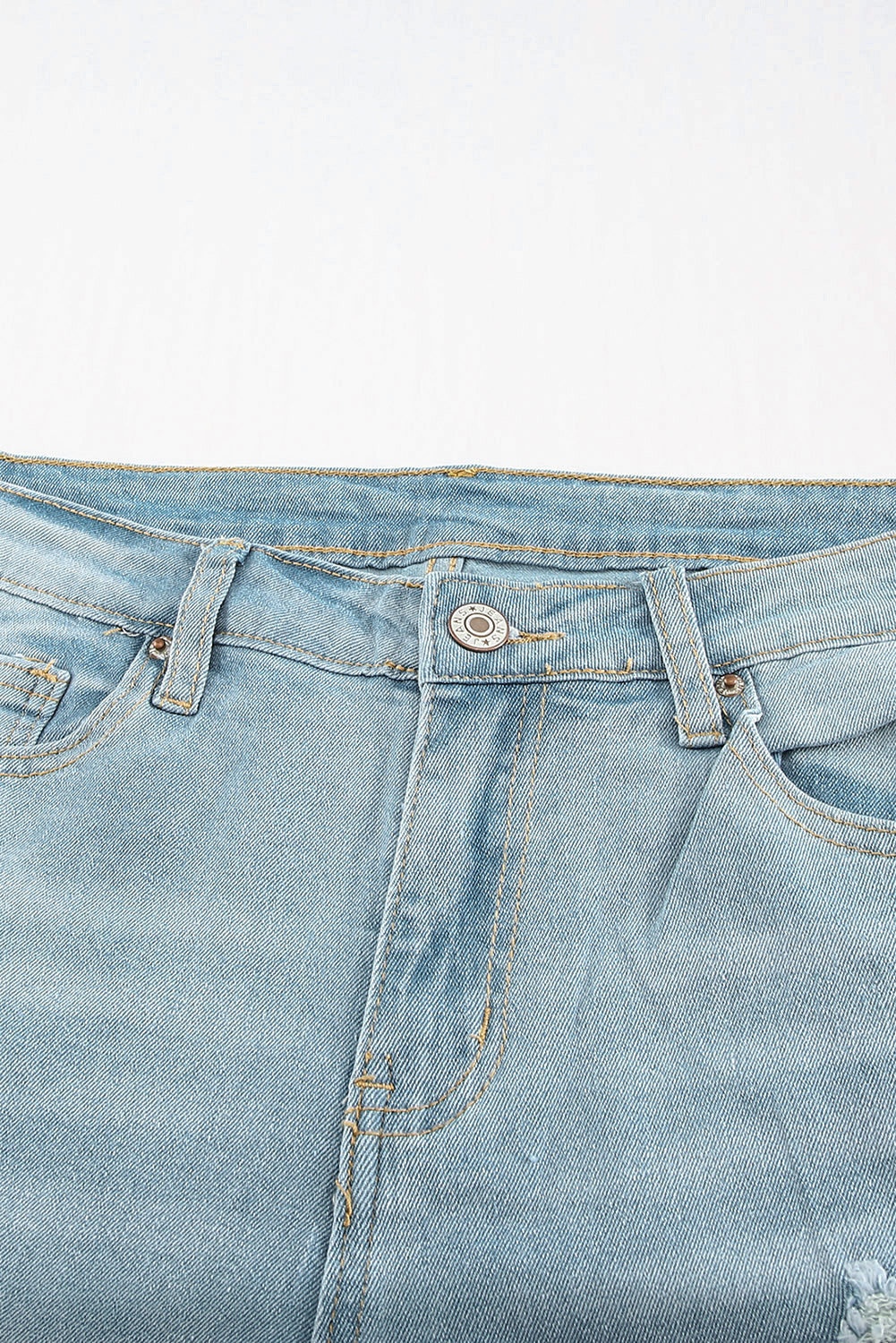 Light Blue Distressed Ripped Denim Bermuda Shorts - Bellisima Clothing Collective