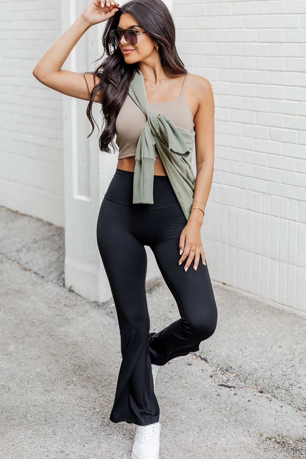 Black Solid Color High Waist Flare Leggings - Bellisima Clothing Collective