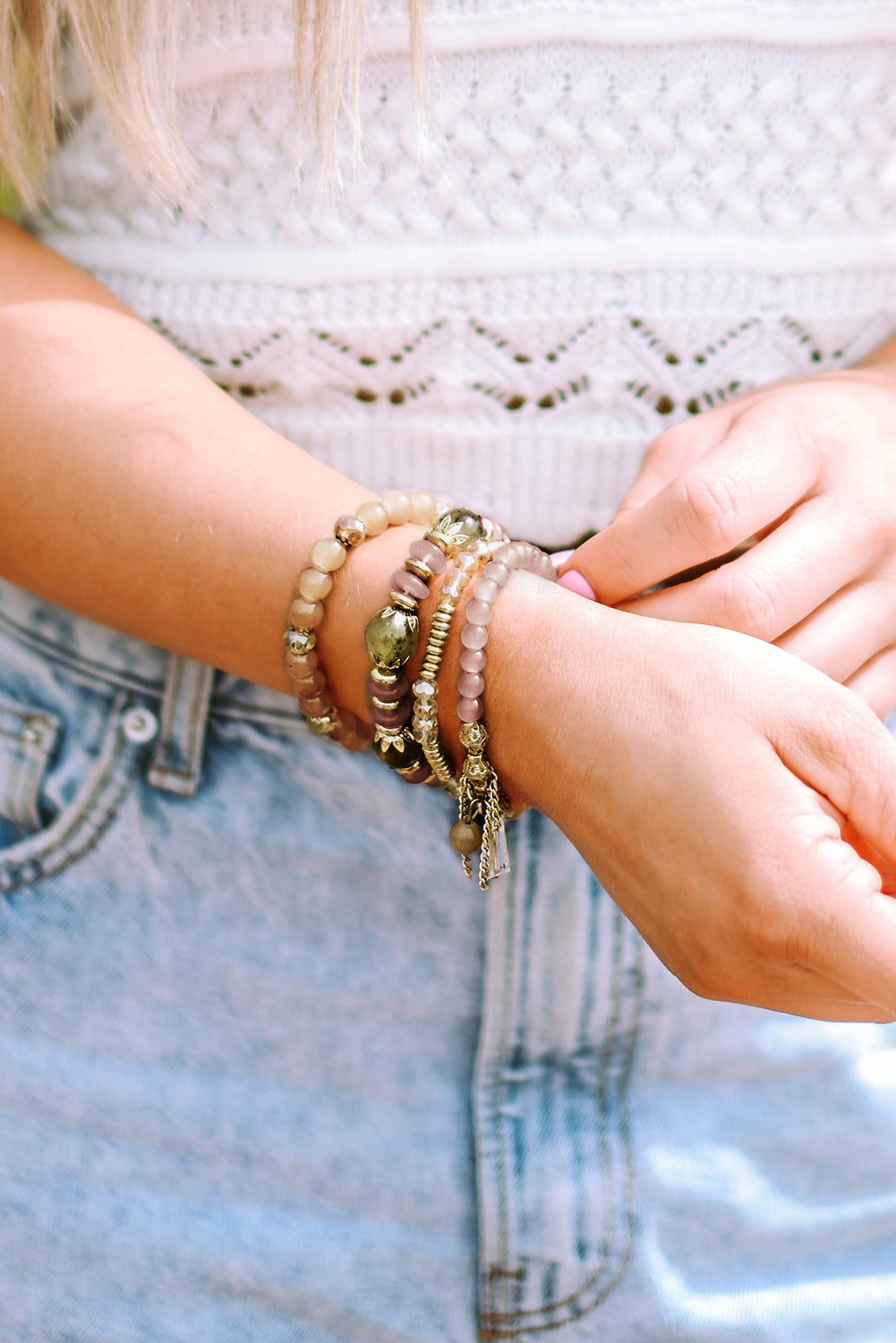 Brown Bohemian Crystal Pendant Tassel Bracelet - Bellisima Clothing Collective