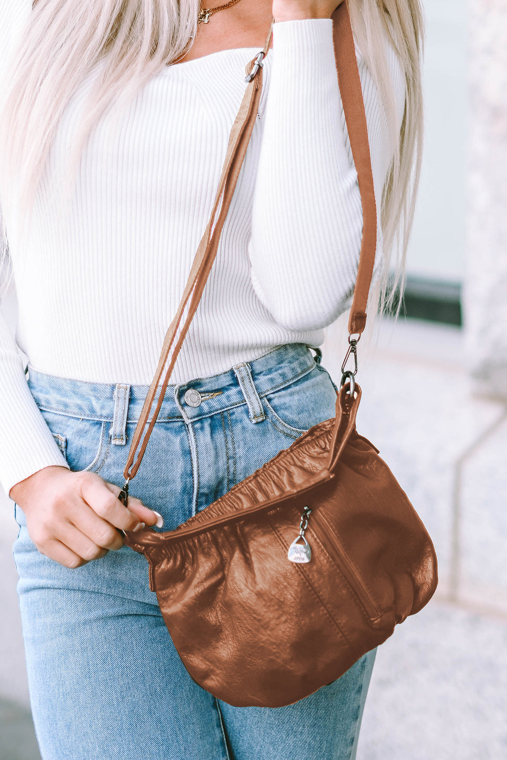 Fiery Red Vintage Leather Pleated Shoulder Bag - Bellisima Clothing Collective