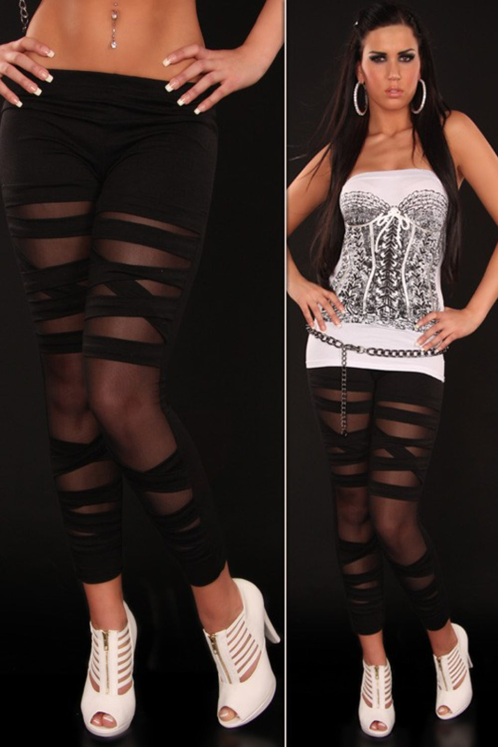 Black Sexy Sheer Patchwork Leggings - Bellisima Clothing Collective