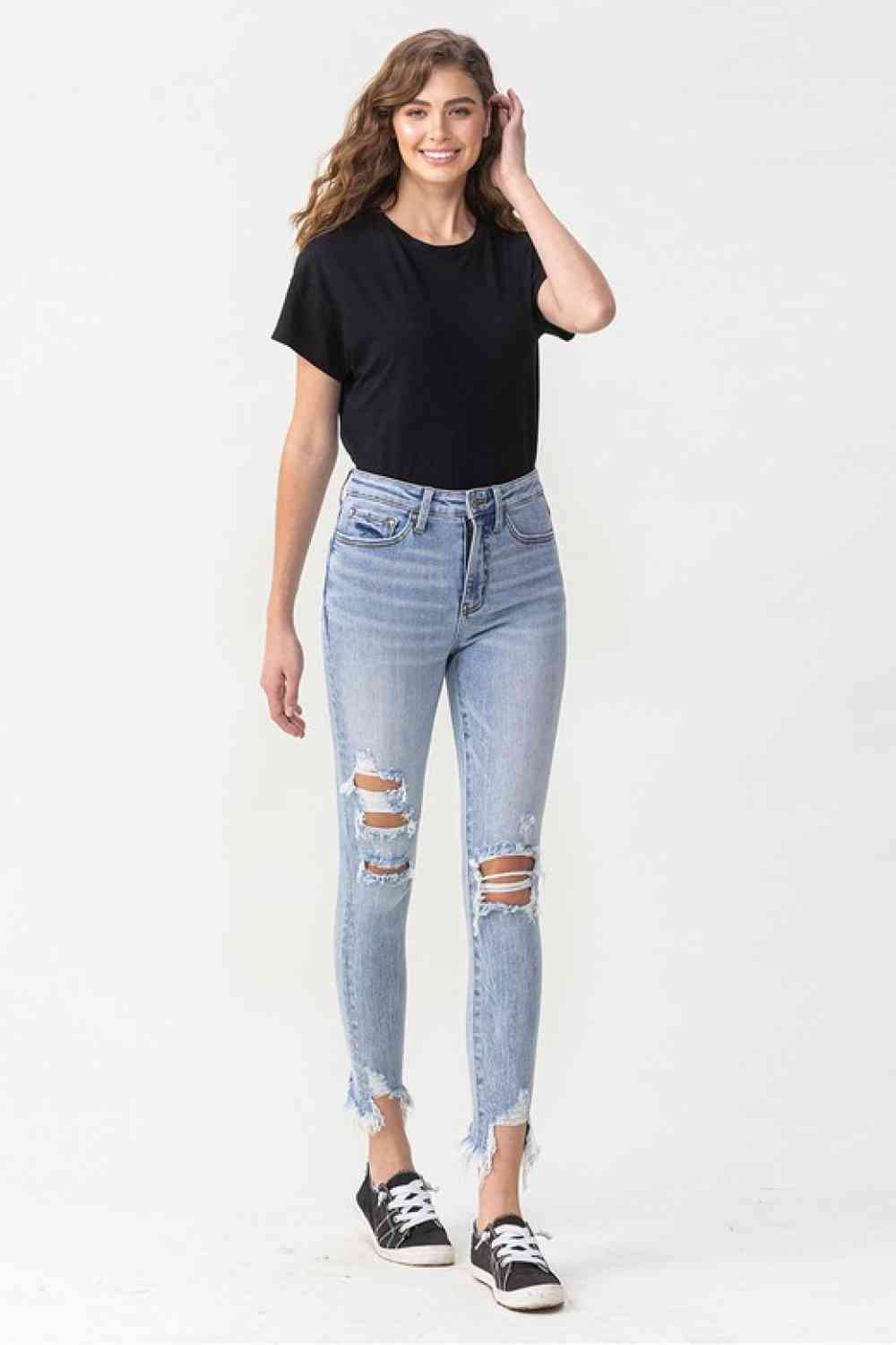 Lovervet Full Size Lauren Distressed High Rise Skinny Jeans - Bellisima Clothing Collective