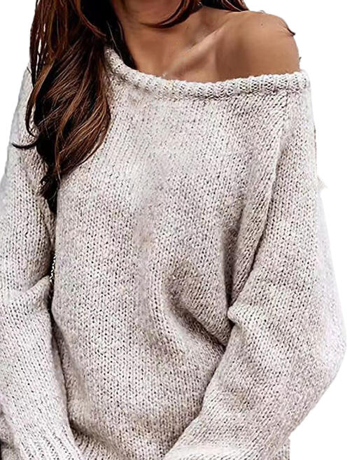 One Shoulder Long Sleeve Sweater - Bellisima Clothing Collective