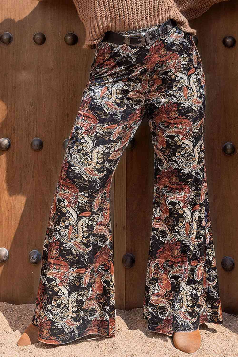 Plus Size Printed Wide Leg Long Pants - Bellisima Clothing Collective