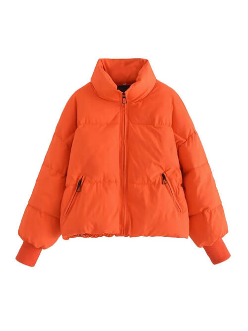 Zip Up Drawstring Winter Coat with Pockets - Bellisima Clothing Collective