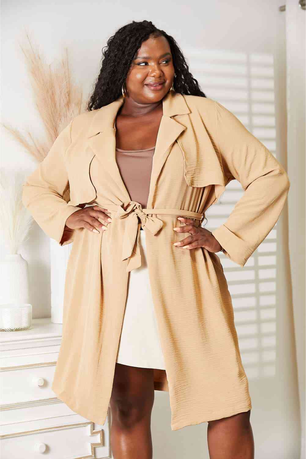 Tied Trench Coat with Pockets by CC - Bellisima Clothing Collective