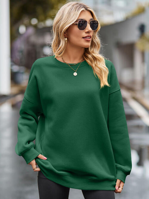 Round Neck Long Sleeve Sweatshirt - Bellisima Clothing Collective