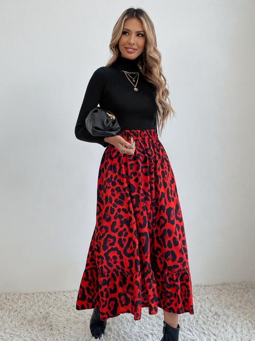 Floral Ruffle Hem Midi Skirt - Bellisima Clothing Collective