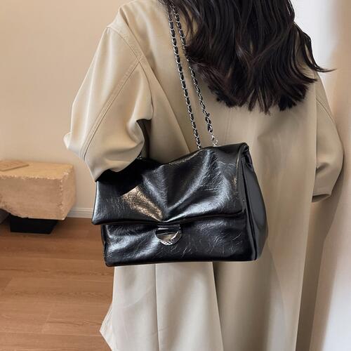 Textured Vegan Leather Shoulder Bag - Bellisima Clothing Collective